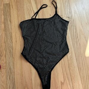 Black Rhinestone Bodysuit